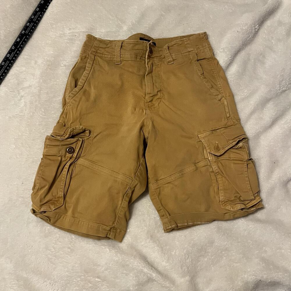 American Eagle Cargo Shorts Mens Size 31 Brown Canvas 12in Inseam Relaxed Fit
